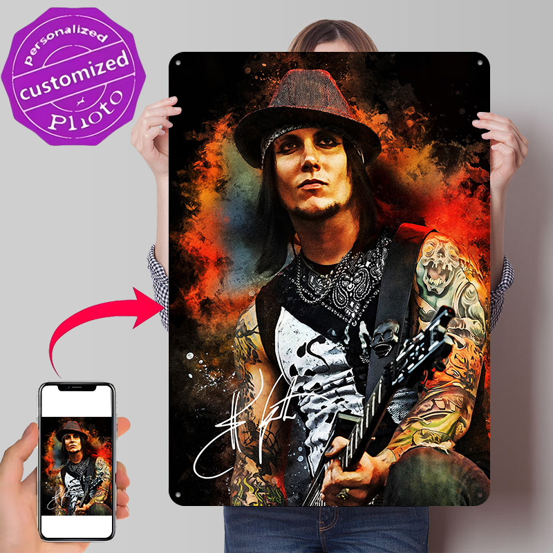 3D Printing Guitar - โปสเตอร์ภาพเหมือน Synyster Gates พร้อมกีตาร์ ป้ายโลหะพิมพ์ลาย 3