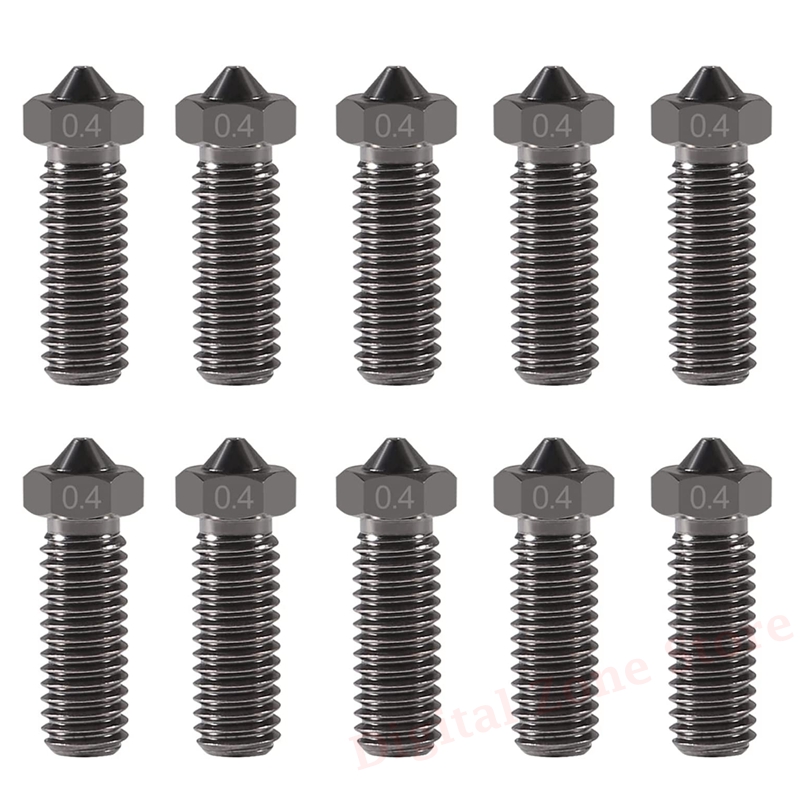 3D Printing Fff - 10ชิ้น V6หัวฉีดภูเขาไฟเหล็กแข็ง M6เกลียว0.4มม. สำหรับไส้หลอด1.75 3D ชิ้นส่วนเครื่องพิมพ์