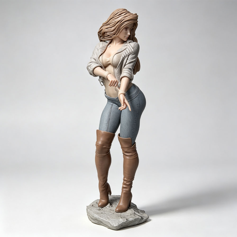 3D Printing Jobs - โมเดลตัวละครหญิงที่สมจริงและทันสมัยขนาด 1/24, ชุดโมเดลเรซินขนาดเล็ก, โมเดลรูปปั้นสีเทาที่พิมพ์ 3 มิติแบบ