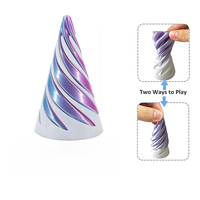 3D Printing Gif - ของเล่นพีระมิดหมุนได้แบบพิมพ์ 3 มิติ รูปทรงกรวยวนเวียน ของเล่นแปลงร่างแบบสองทาง ช่วยคลายเครียด