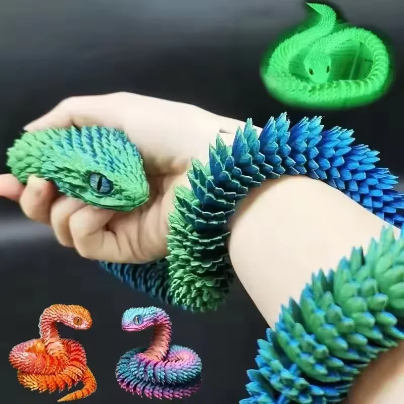 3D Printing Gif - ของเล่นงูพิมพ์ 3 มิติ ข้อต่อขยับได้ ของเล่นบีบคลายเครียด รูปงูจำลอง