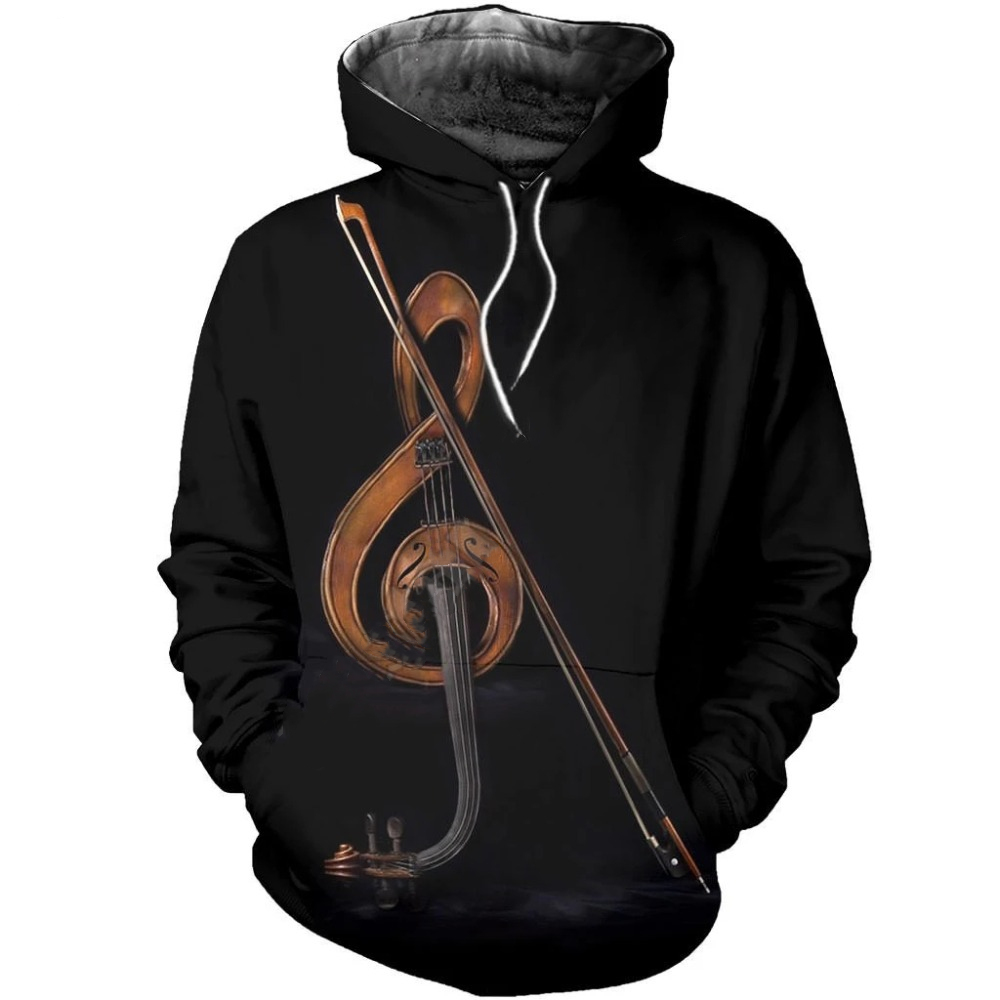 3D Printing Guitar - เสื้อฮู้ดดี้/เสื้อสเวตเชิ้ตลายดนตรี 3D พิมพ์ลายเครื่องดนตรี เปียโน ร็อค กีตาร์