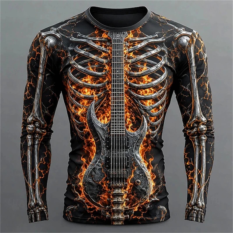 เสื้อยืดแขนยาวผู้ชายแบบใหม่พร้ - 3D Printing Guitar บทวิจารณ์และราคา